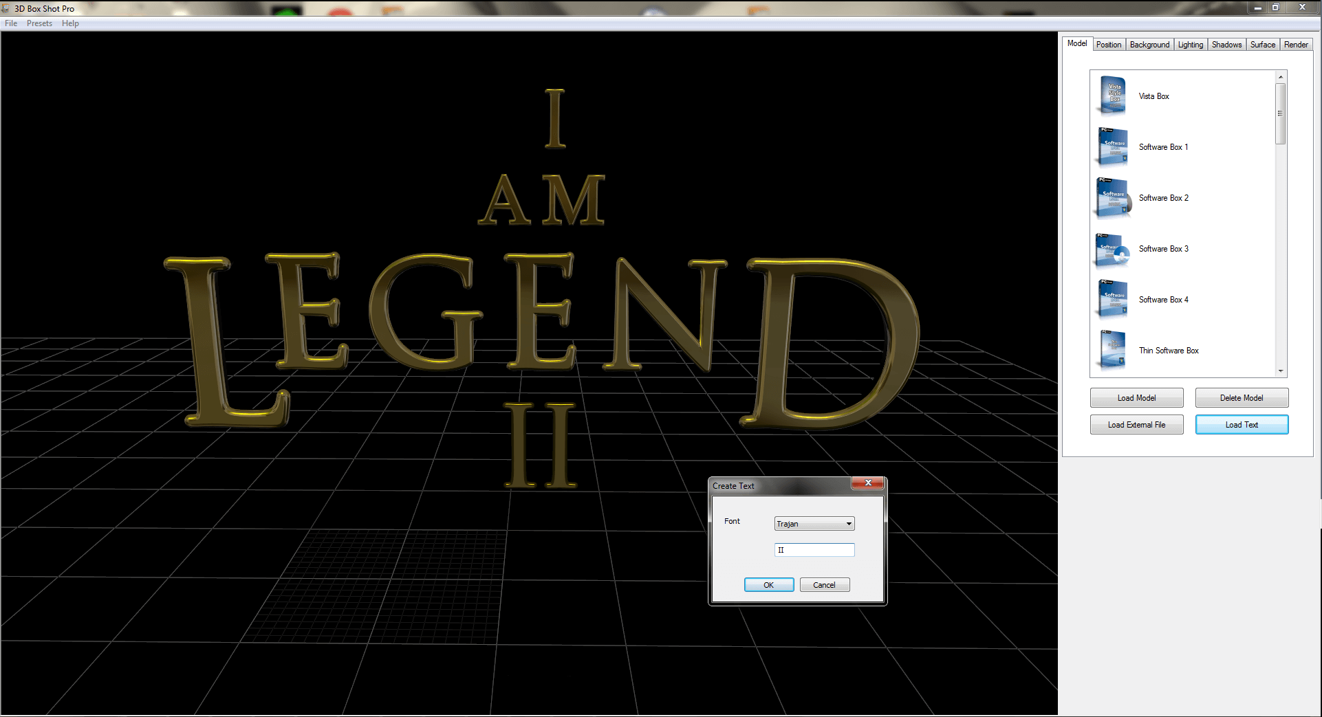 I am Legend 3D Text Rendered in 3D Box Shot Pro